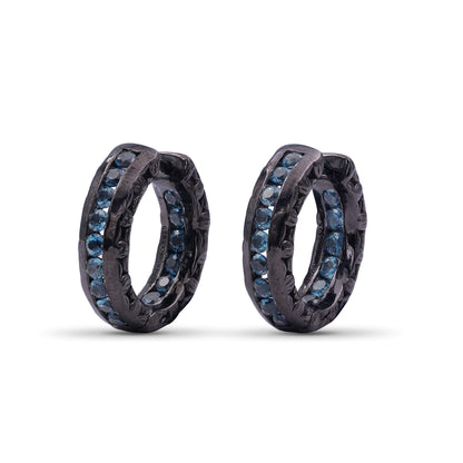 Garden of Stephen London Blue Topaz Hoop Earring in Sterling Silver