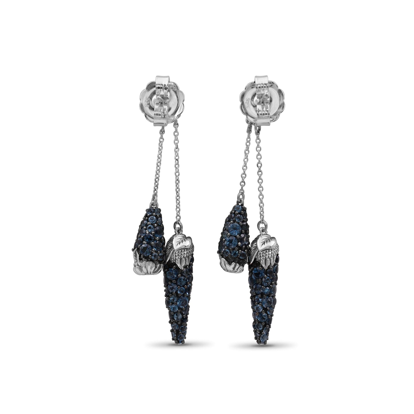 Garden of Stephen London Blue Topaz Drop Earring in Sterling Silver