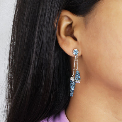Garden of Stephen London Blue Topaz Drop Earring in Sterling Silver