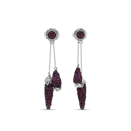 Garden of Stephen Rhodolite Garnet Drop Earring in Sterling Silver