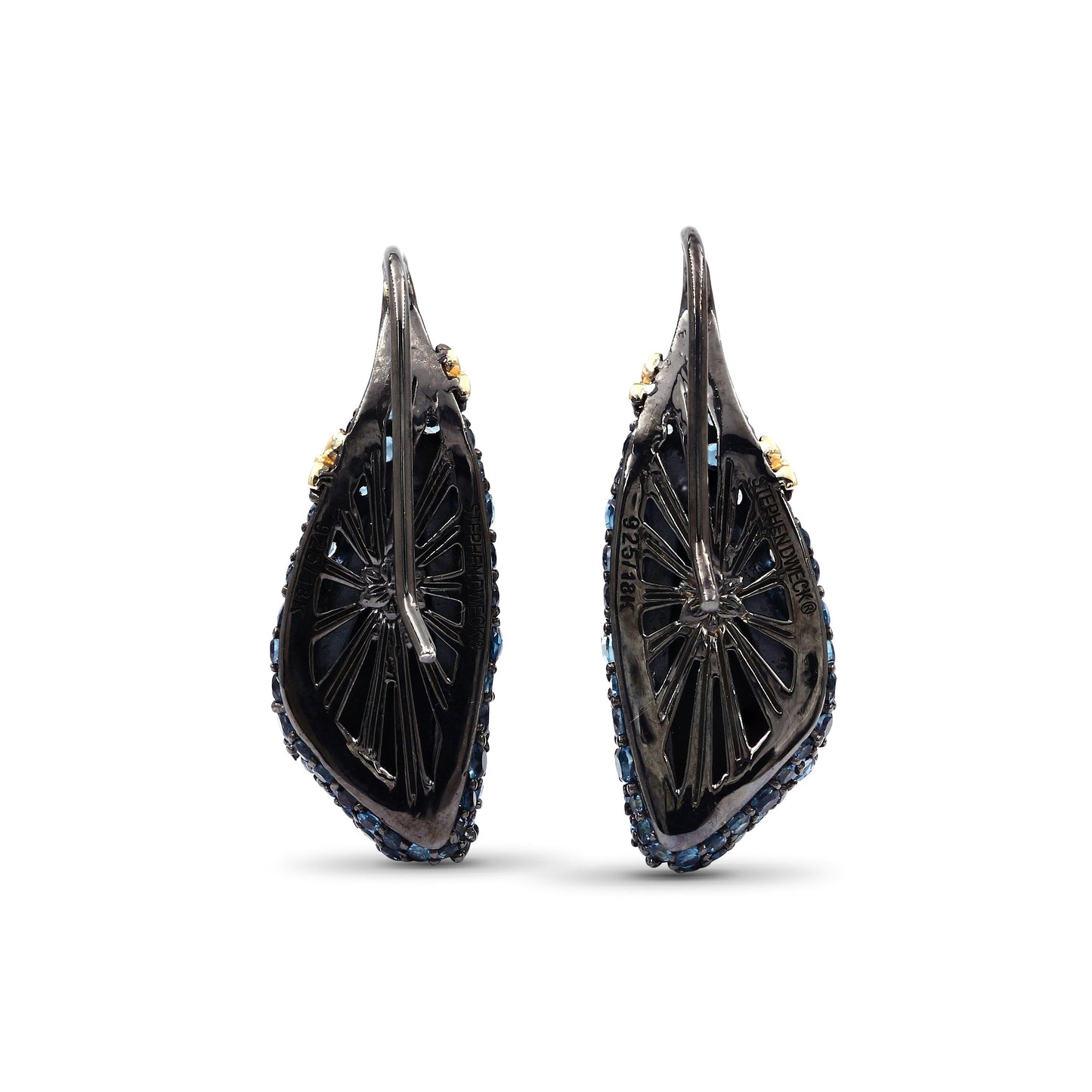 Garden of Stephen Rainbow Moonstone and London Blue Topaz Earrings in Sterling Silver with 18K Gold Flowers