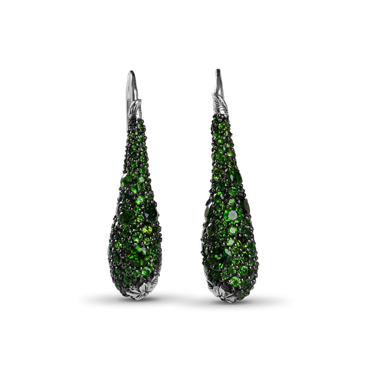 Garden of Stephen Chrome Diopside Hook Earrings in Sterling Silver