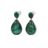 Garden of Stephen Natural Quartz Green Agate and Malachite Mosaic Earring in Sterling Silver
