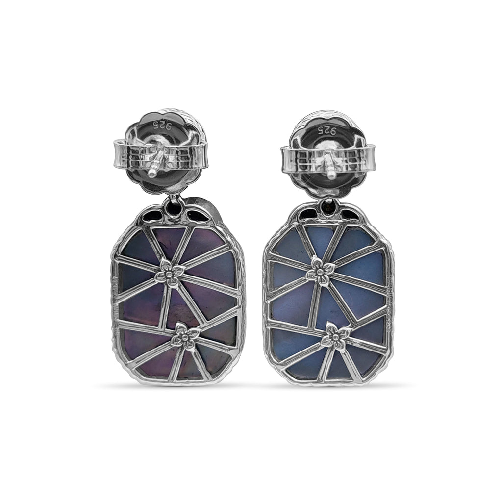 Garden of Stephen Smoky Quartz MOP Hand Tahitian MOP Facet and Diamond 0.05ct Earring in Sterling Silver