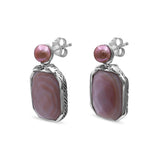 Garden of Stephen Pearl Missipple Hand Faceted MOP Earring in Sterling Silver
