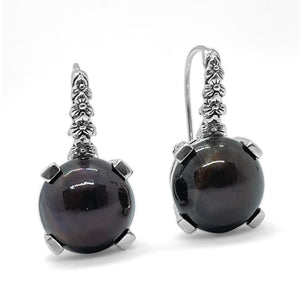 Pearlicious 12MM Black Mabe Earrings in Sterling Silver