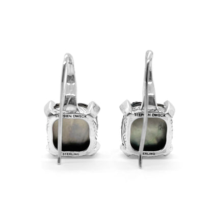 Carventurous Hand Carved Mother of Pearl Earrings in Sterling Silver