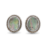 Carventurous Natural Quartz and Abalone Earring in Sterling Silver with 1.00Ct Champagne Diamonds and 18K Gold Flowers