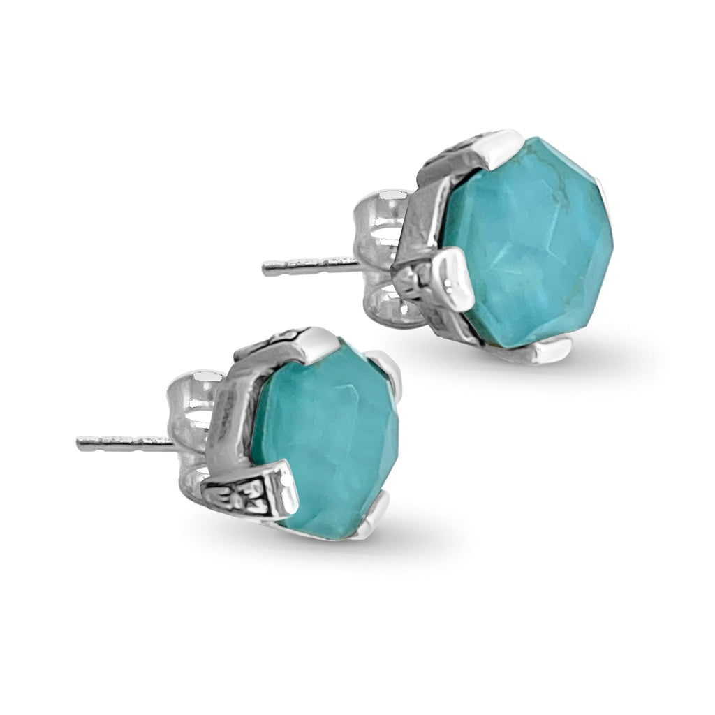 Galactical Freeform Crystal, Turquise Stud Earring in Sterling Silver