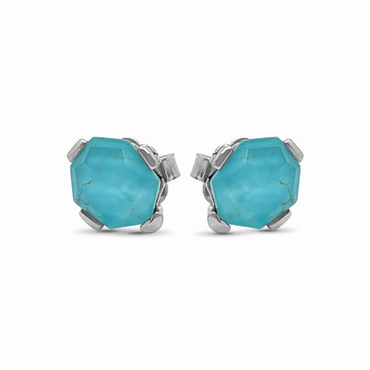 Galactical Freeform Crystal, Turquise Stud Earring in Sterling Silver