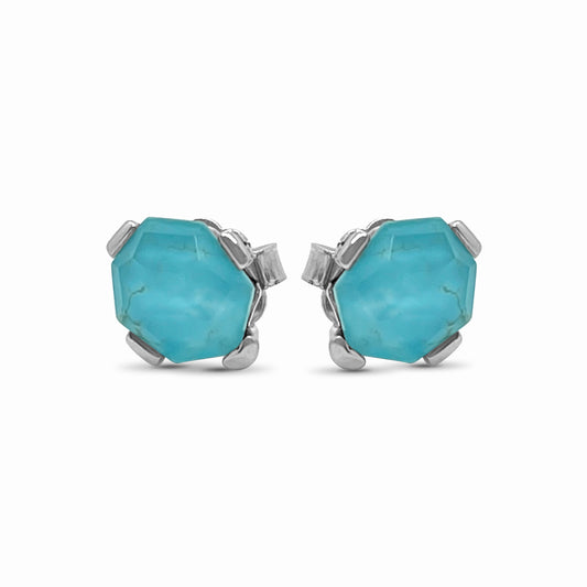 Galactical Freeform Crystal, Turquise Stud Earring in Sterling Silver