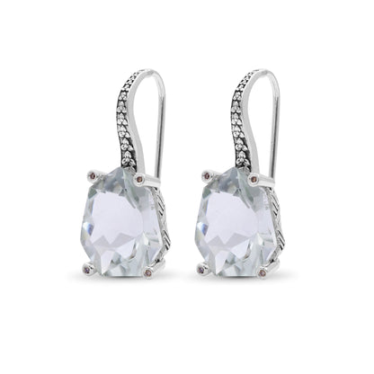 Galactical Green Prasiolite and Champagne Diamond Galactical Earrings in Sterling Silver