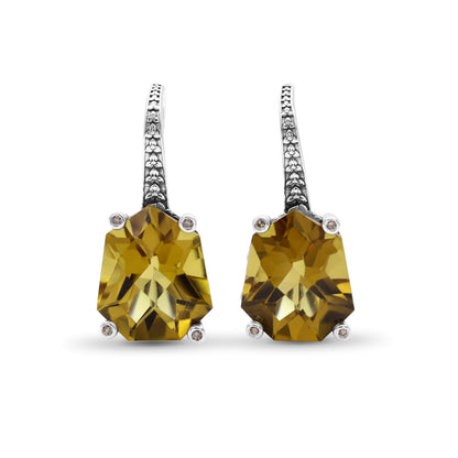 Galactical Champagne Quartz and Champagne Diamond Galactical Earrings in Sterling Silver