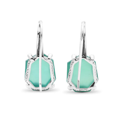 Galactical Faceted Natural Quartz Mother of Pearl Agate and Champagne Diamond Earrings in Sterling Silver