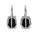 Galactical Natural Quartz Mother of Pearl and Black Agate and Champagne Diamond Earrings in Sterling Silver