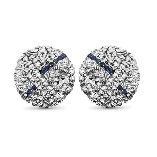 Kyoto Blue Sapphire 0.75ct Earrings in Sterling Silver