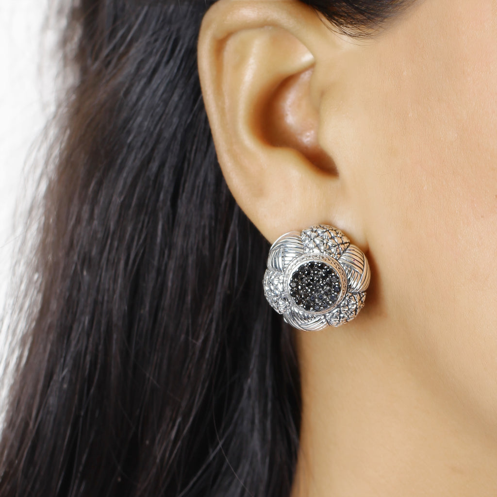 Kyoto Black Diamond 1.00ct Earrings in Sterling Silver