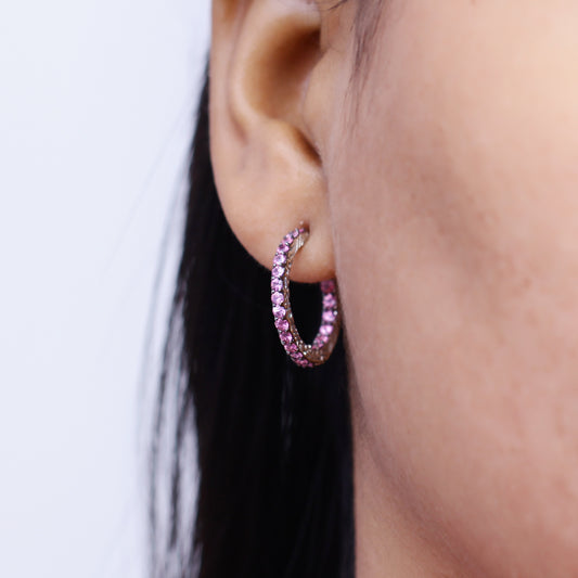 Kyoto 1.90ct Pink Sapphire Earrings in Sterling Silver