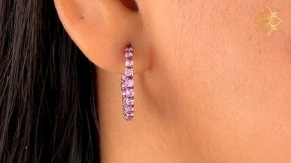 Kyoto 1.90ct Pink Sapphire Earrings in Sterling Silver
