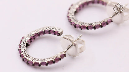 Kyoto 1.90ct Pink Sapphire Earrings in Sterling Silver