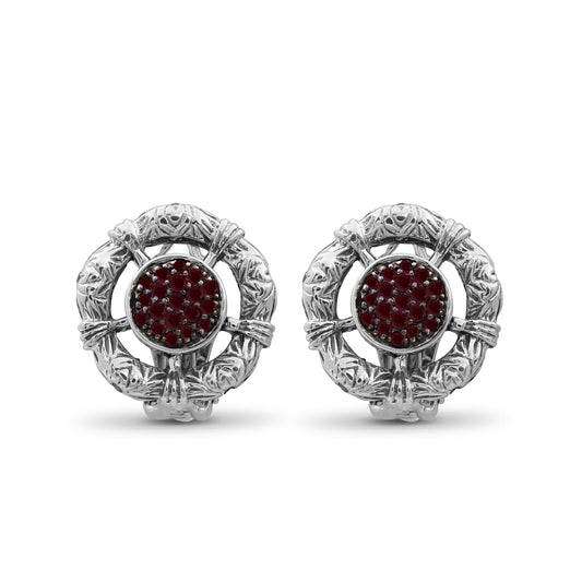 Kyoto Ruby Earring in Sterling Silver