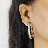 Orogento Large Sterling Silver Flower Engraved Hoop Earrings