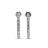 Orogento Large Sterling Silver Flower Engraved Hoop Earrings