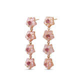 Luxury Hand Carved Mother of Pearl and Pink Tourmaline Earrings in 18K Gold