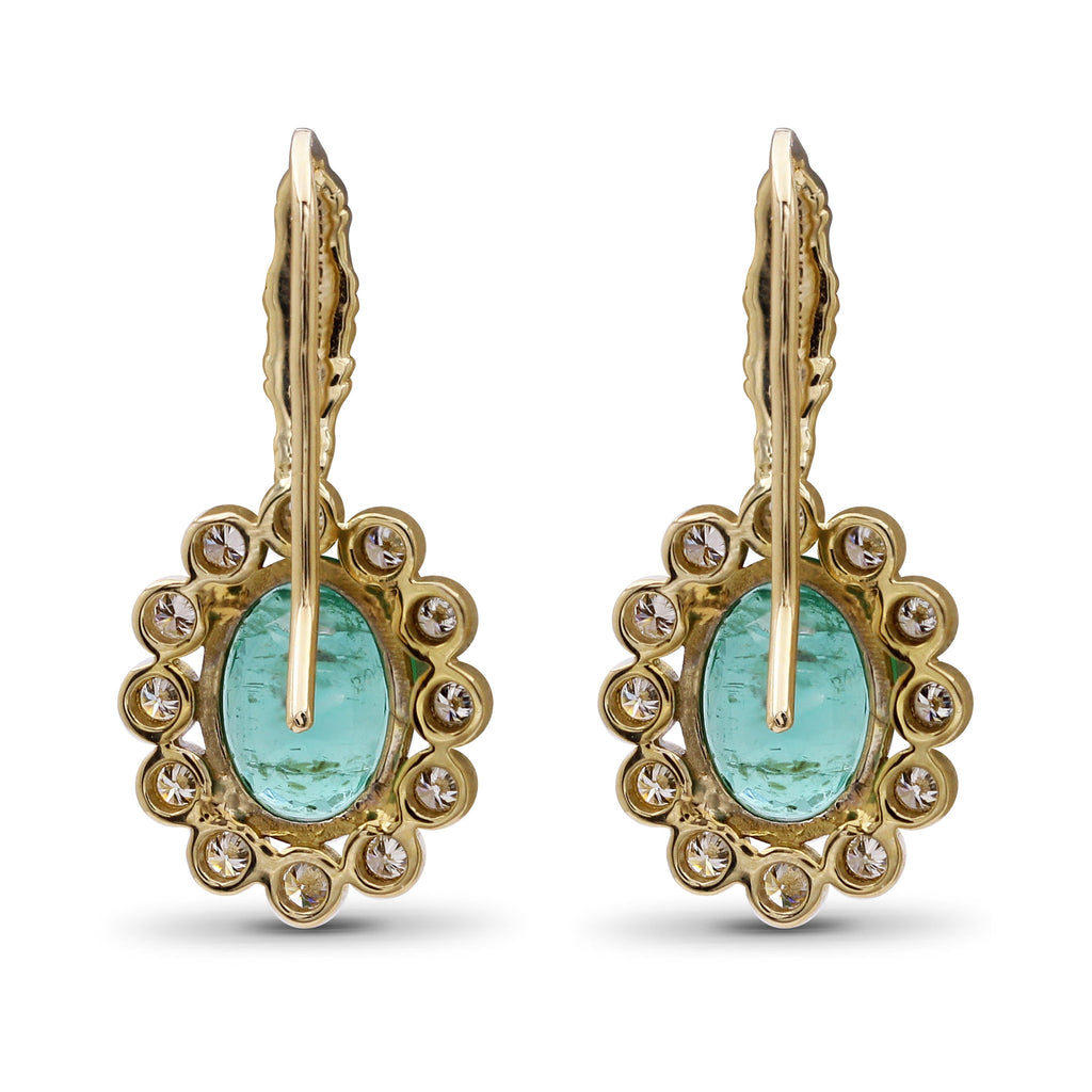 Luxury Emerald 3ct and Diamond 0.5ct Earrings in 18K Gold
