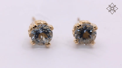 Luxury 6MM Aquamarine Earrings in 18K Gold