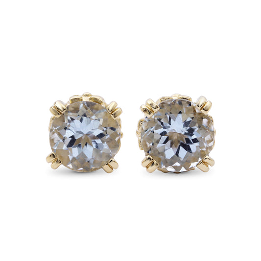 Luxury 6MM Aquamarine Earrings in 18K Gold