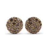 Luxury Champagne Diamond Pave 2ct Earrings in 18K Gold