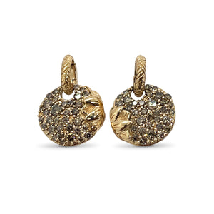 Luxury Champagne Diamond Pave 1ct Dangle Earrings in 18K Gold