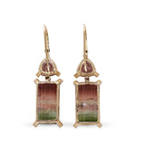 Luxury Pink Tourmaline Bi-Color Tourmaline and Diamond 0.25ct Earrings in 18K Gold