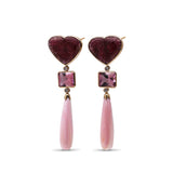 Luxury Hand Carved and Faceted Pink Tourmaline Conch Shell and Diamond 0.40ct Earrings in 18K Gold