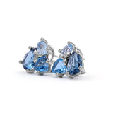 Luxury Multi-Hued Blue Topaz and Diamond 0.15ct Earrings in 18K Gold