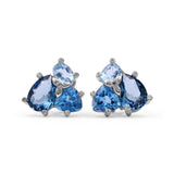 Luxury Multi-Hued Blue Topaz and Diamond 0.15ct Earrings in 18K Gold