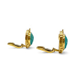 Luxury Hand Carved Turquoise Earrings in 18K Gold