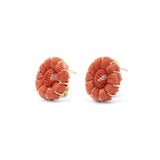 Luxury Hand Carved Coral Earrings in 18K Gold