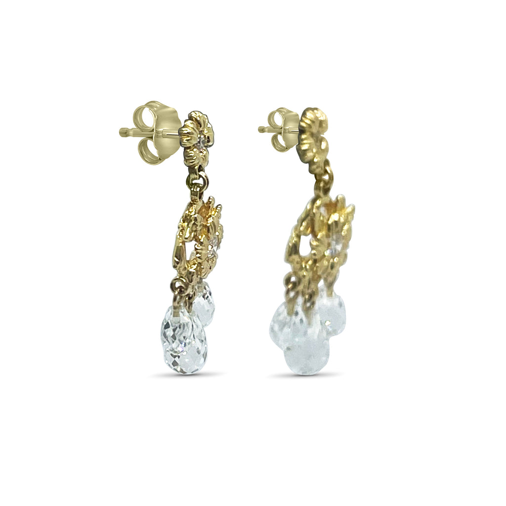 Luxury Diamond 0.33ct and Natural Quartz Drop Earring in 18K Gold