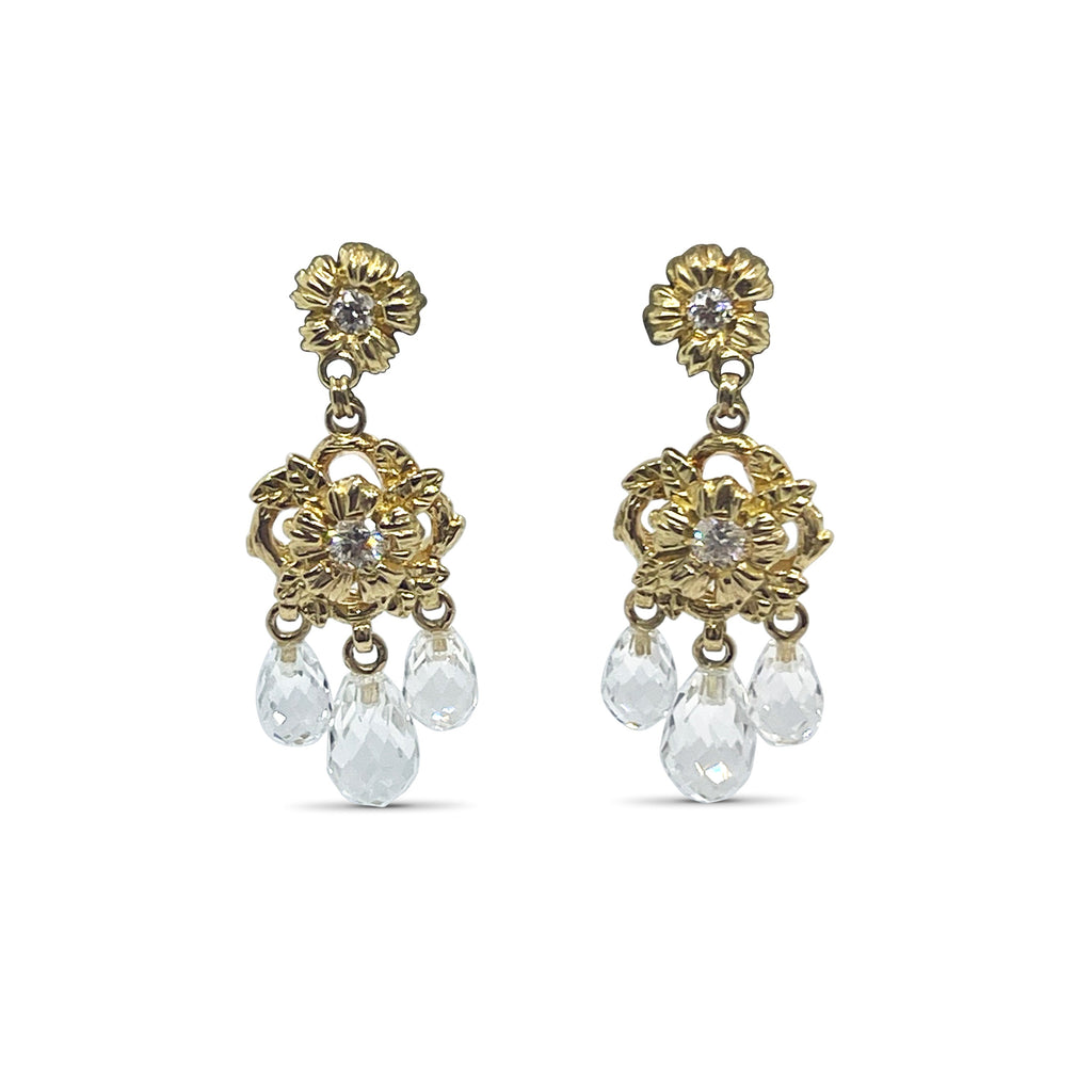 Luxury Diamond 0.33ct and Natural Quartz Drop Earring in 18K Gold
