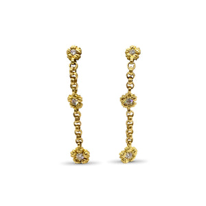 Luxury Diamond Dangling Drop Earrings in 18K Gold