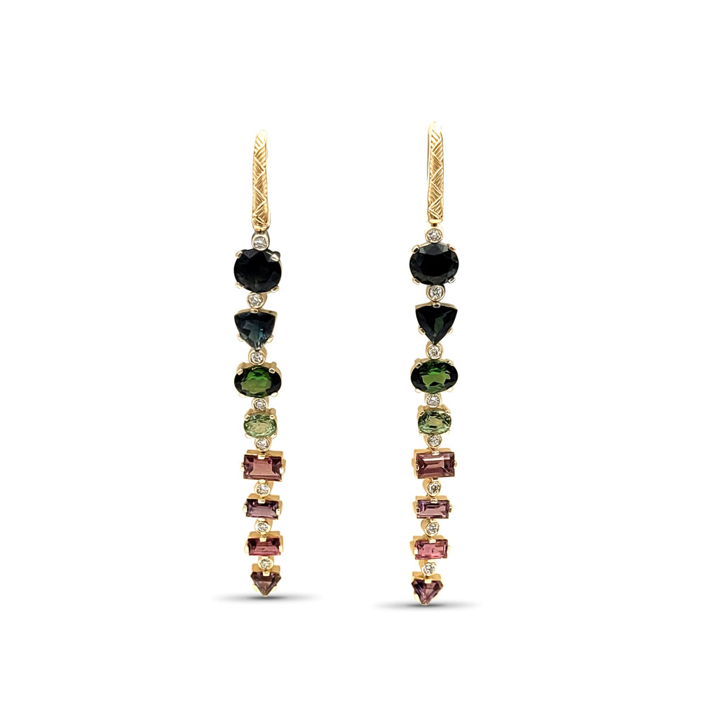 Luxury Tourmaline 10.2ct and Diamond 0.35ct Earring in 18K Gold