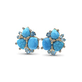 Luxury Turquoise 25ct Blue Topaz 4.1ct and Diamond 0.30ct Earring in 18K Gold