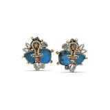 Luxury Turquoise 25ct Blue Topaz 4.1ct and Diamond 0.30ct Earring in 18K Gold