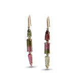 Luxury Pink Green and Bi-Color Tourmaline 10.5ct and Diamond 0.15ct Earring in 18K Gold