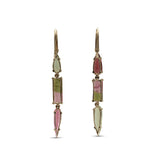 Luxury Pink Green and Bi-Color Tourmaline 10.5ct and Diamond 0.15ct Earring in 18K Gold