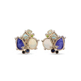 Luxury Tanzanite 15.5ct Emerald 3.1ct Opal 4.4ct Blue Sapphire Tsavorite Chrome Diopside and Diamond 0.20ct Earring in 18K Gold