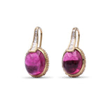 Luxury Rubellite Tourmaline 12.2ct and Diamond 0.50ct Earring in 18K Gold