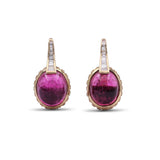 Luxury Rubellite Tourmaline 12.2ct and Diamond 0.50ct Earring in 18K Gold